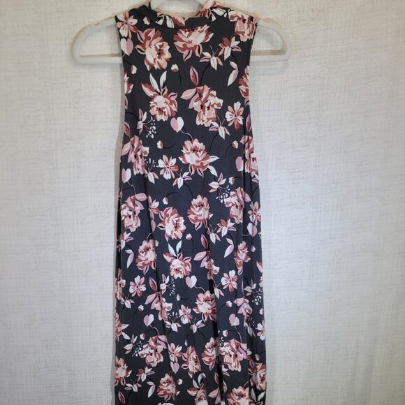 Aeropostale Midi Dress Womens Small Black Floral Sleeveless Casual Spring - Picture 2 of 7